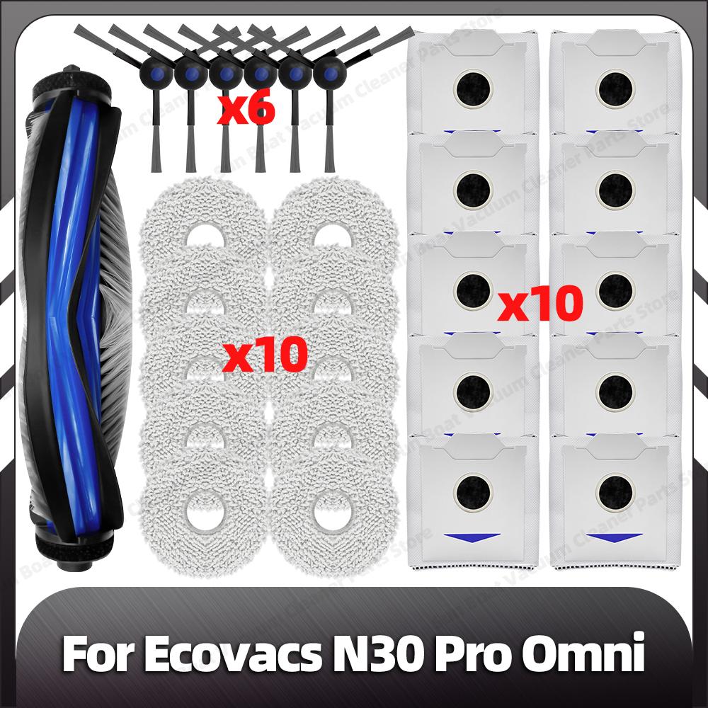 Compatible for Ecovacs N30 Pro Omni Replacement Main Side Brush Mop Pad Dust Bags Spare Parts Accessories