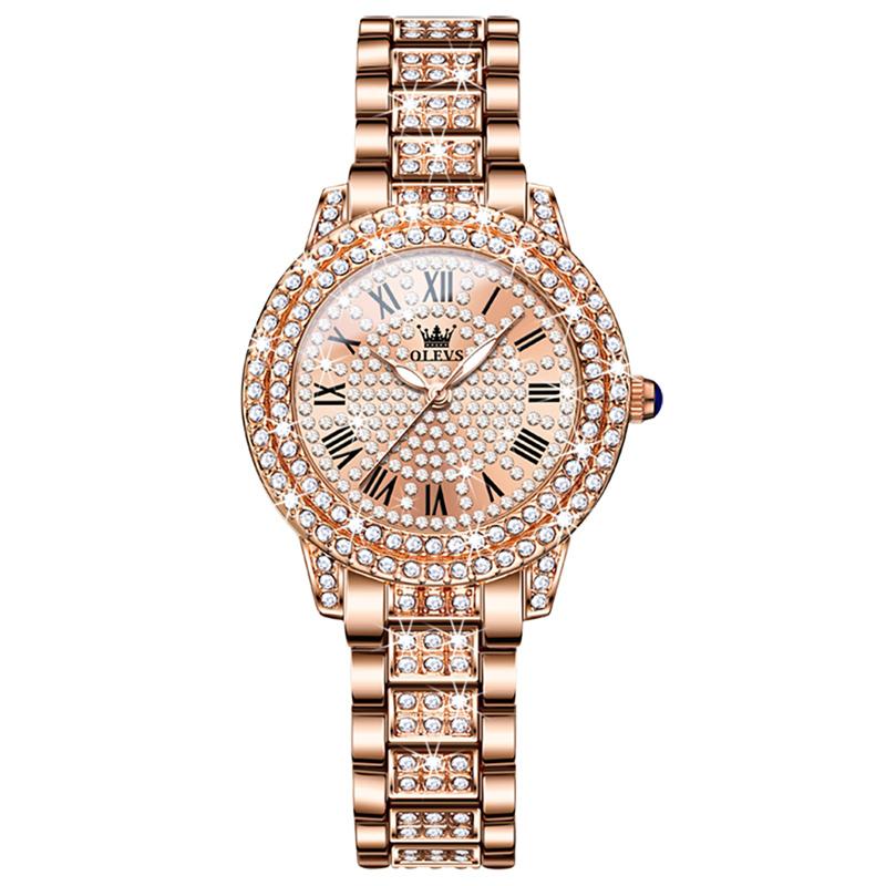 OLEVS Üst Marka Lüks Zarif Rose Gold Kol Saatleri Kadınlar İçin Moda Saatler Elmaslı Saat Reloj Mujer