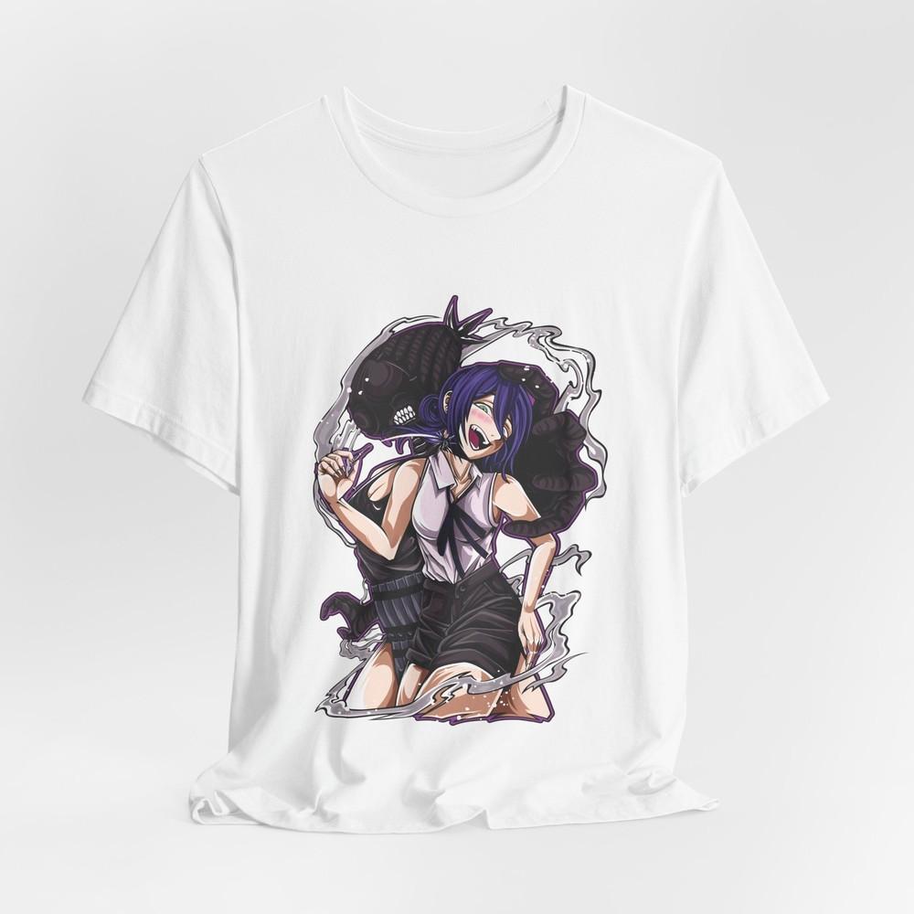 Custom Reze Anime girl with shadow wolf T-Shirt | Gothic purple-haired character XL