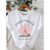 Eiffeltoren Patroon Bedrukt T-shirt Korte Mouw Ronde Hals Casual Top voor Zomer Dames T-shirt Kleding