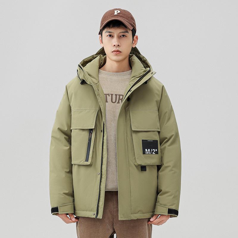 Winter men's down jacket new thickened outdoor hooded loose casual 90 white duck down trendy couple coat
