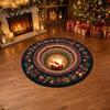 Soft Crystal Velvet Carpet Round Christmas 3D Rug, Optical Illusion Area Santa Claus Gnome Quilted-Like Comfortable Barefoot Floor Mat Anti-slip