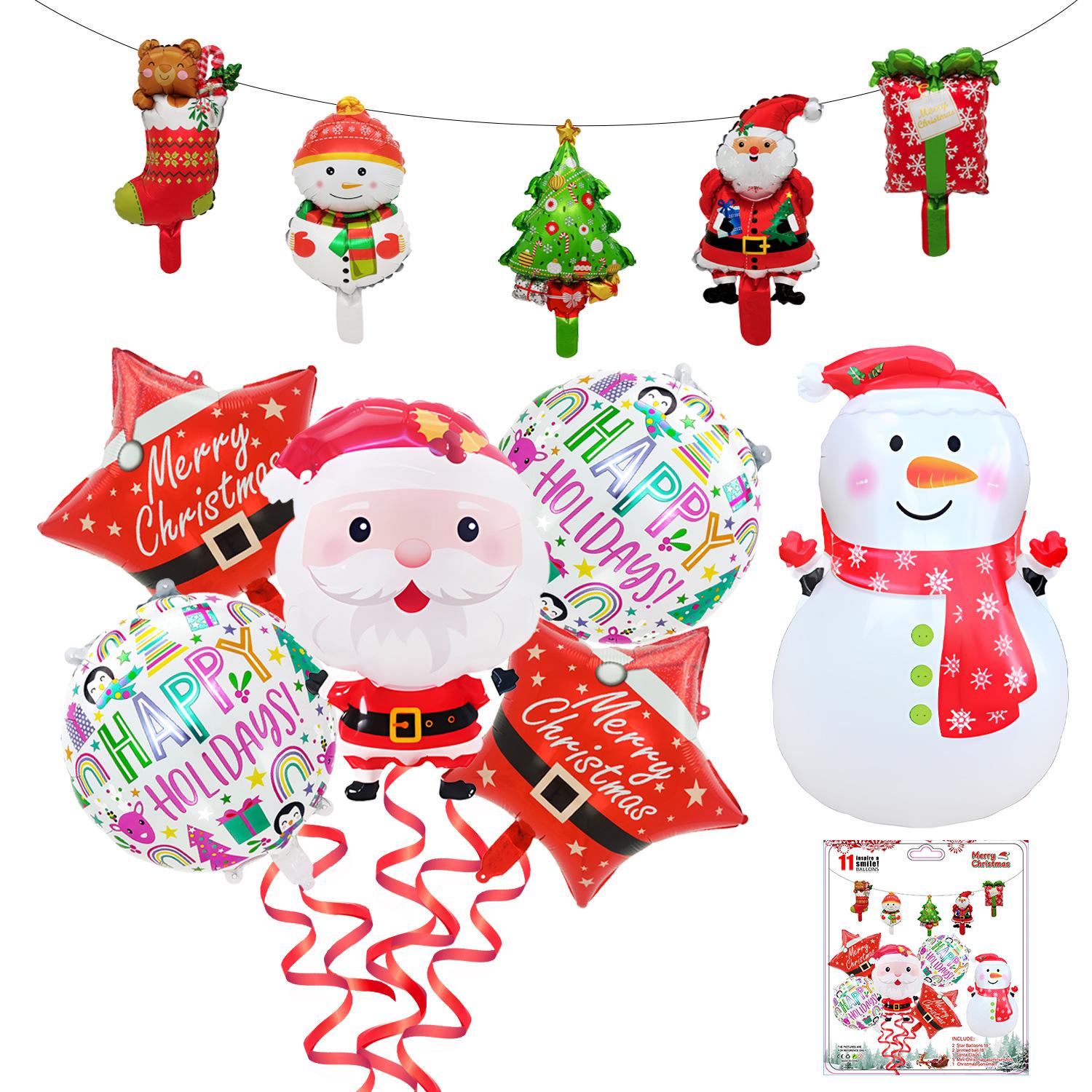 Christmas Balloon Set Christmas Letters Flag Christmas Eve Christmas Arrangement Balloon Ornaments christmas11-pieceset[ribbon]