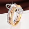YILUOCD s Stapelbarer Pin Ring Dreischichtig Zirkon Edelstahlringe für Damen Hip Hop Stil Schmuck Valentinstagsgeschenk