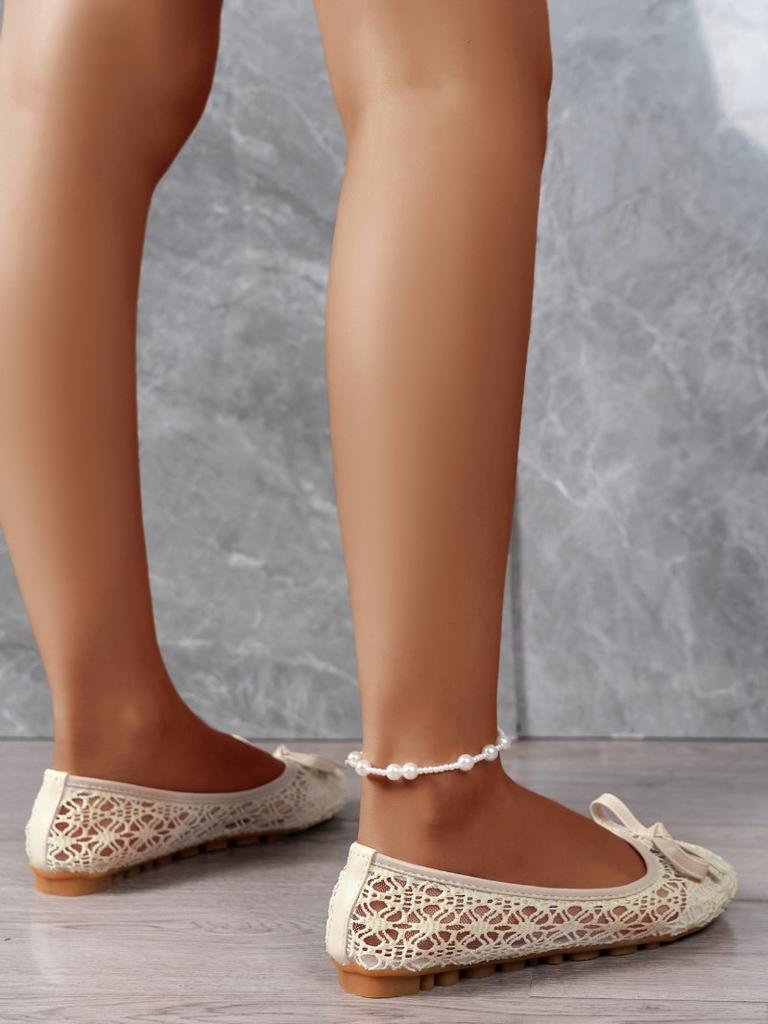 Fashion New Women Flats Shoes Summer Ballet Flats Fashion Bow Women Shoes Slip On Sweet Hollow Flat Shoes Female Zapatos De Mujer