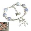 Blue Butterfly Wind Chime Bracelet Handmade Adjustable Alloy Charm Jewelry Bracelet with Glass Beads for Women Gift