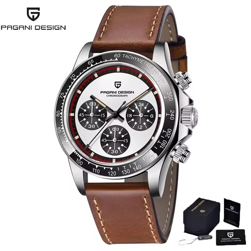 PAGANI DESIGN 39.5MM Quartz Men Watch Casual Business Multi Time Zone Stainless Steel Sapphire Glass Chronograph Watches for men