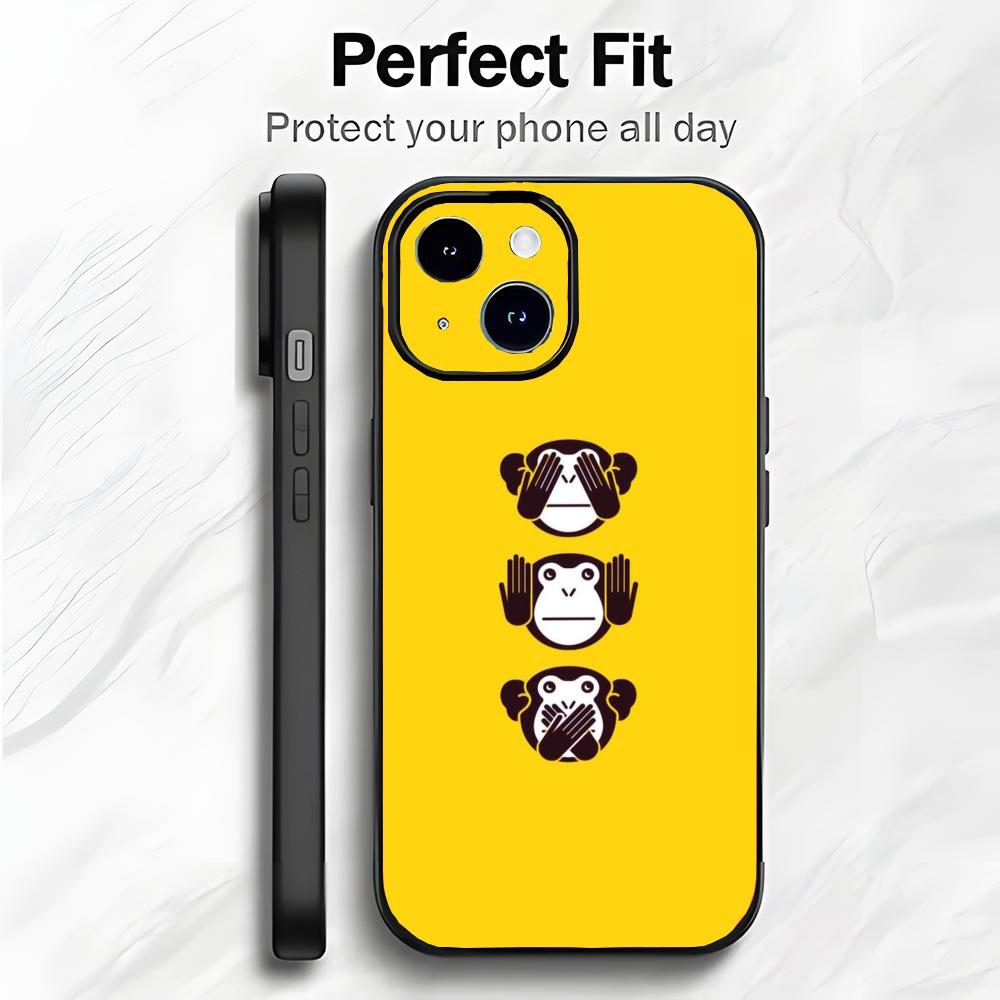

Cute Funny Art Three Monkeys Phone Case Phone Case Soft Packaging Lightweight For iPhone17 16 15 14 13ProMax iphone12promax