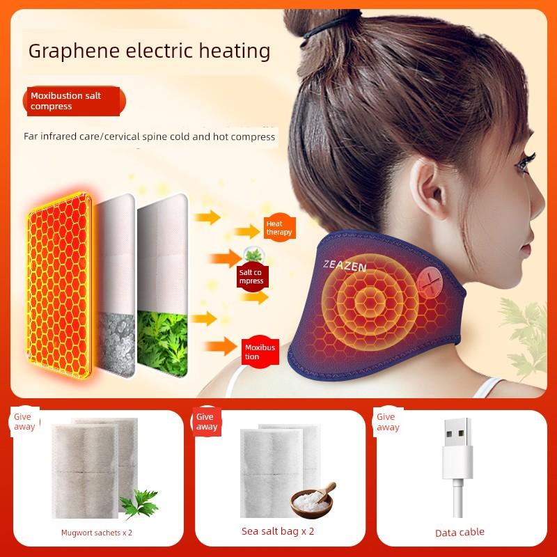 Electric Heating Neck Brace with Heat Therapy, Moxibustion, and Graphene Rechargeable Neck Scarf One size