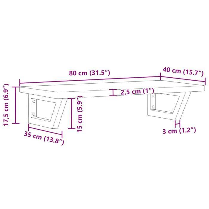 VidaXL Étagère de vasque murale acier et bois de chêne massif, étagère de vasque flottante, étagère de vasque à poser 3302330