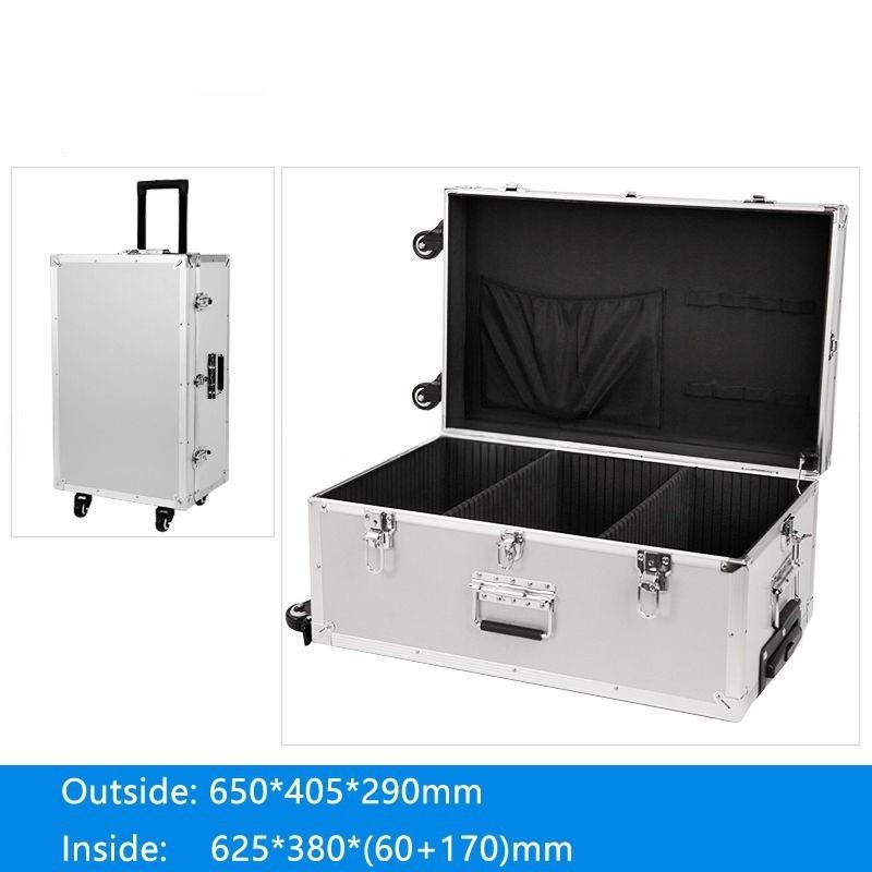Aluminum Trolley Toolbox Shockproof Hardware Equipment Suitcase Instrument Protection Lockable Luggage Compartment