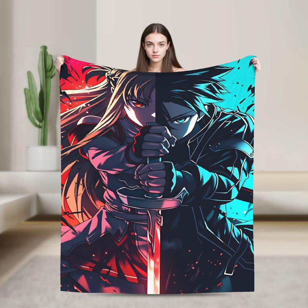 Soft Warm Blanket Picnic Sword Art Online Throw Blanket  Flannel Bedspread For Bedroom Fashion Sofa Bed Cover