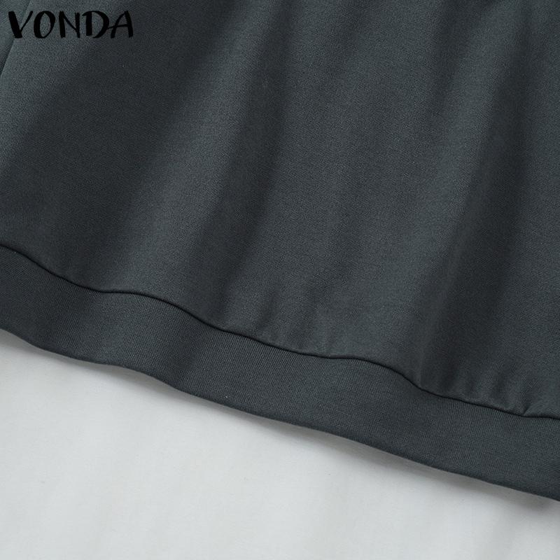 VONDA Women Long Sleeve Ruffled Solid Color Hooded Sweatshirts
