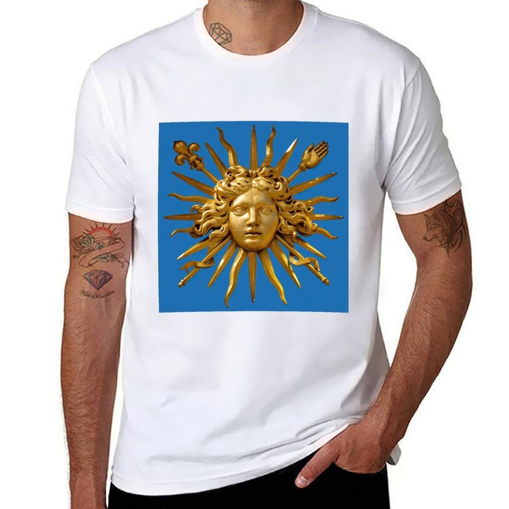 Symbol of Louis XIV the Sun King  Blue Background TShirt Urban Casual Loose Fit Tee
