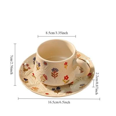 1set Luxury Creative Flash Ceramic Cups Tea Cup and Saucers Household High-value Coffee Cups and Saucers Afternoon