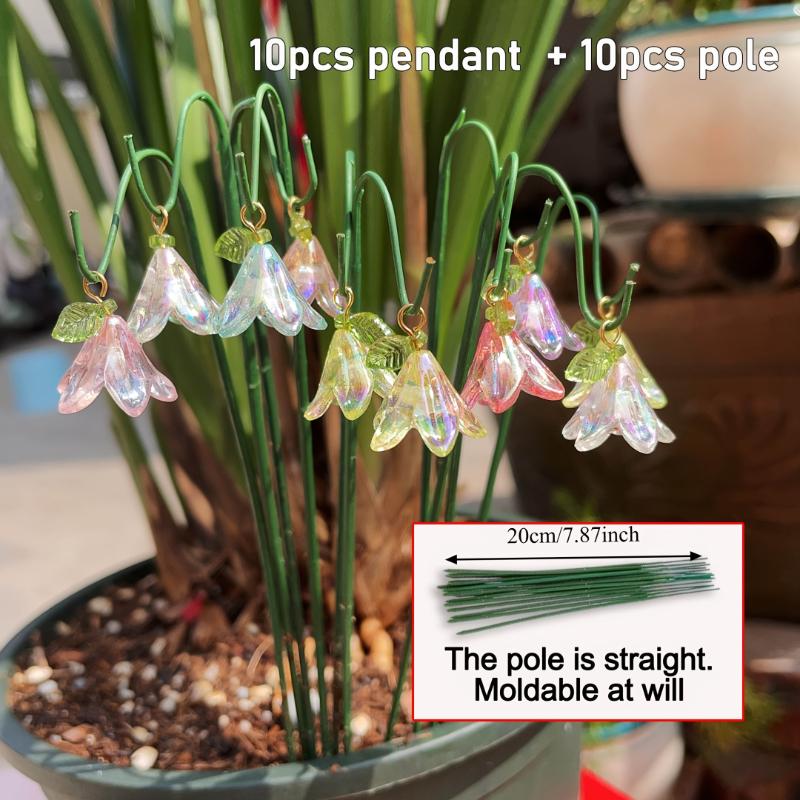

20pcs Simulated Lily Bell Orchid Simulation Miniature Flower Bonsai Models Colorful Orchid Flower Pot Decoration
