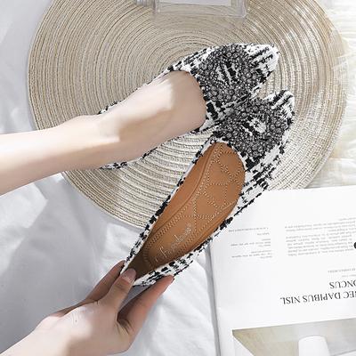 Frühlings Damen Schuhe Luxusmarke Damen Ballerinas Spitzschuh Büro Damen Karoschuhe Frau Bootsschuhe Große Größe 2024