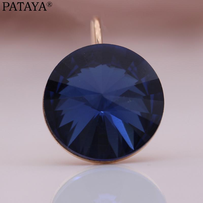 PATAYA New Crystal Gradient Blue Earrings Stylish And Elegant Jewelry