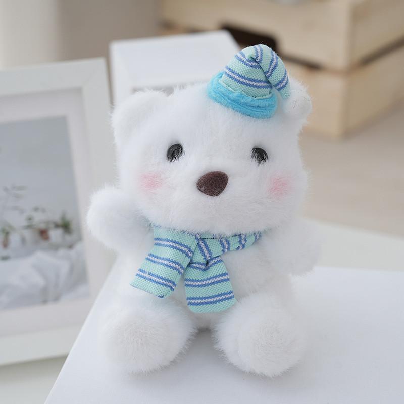 Cute Plush Bear Toy Keyring Fluffy Cartoon Bear Bag Charm Adorable Birthday Decoration белый