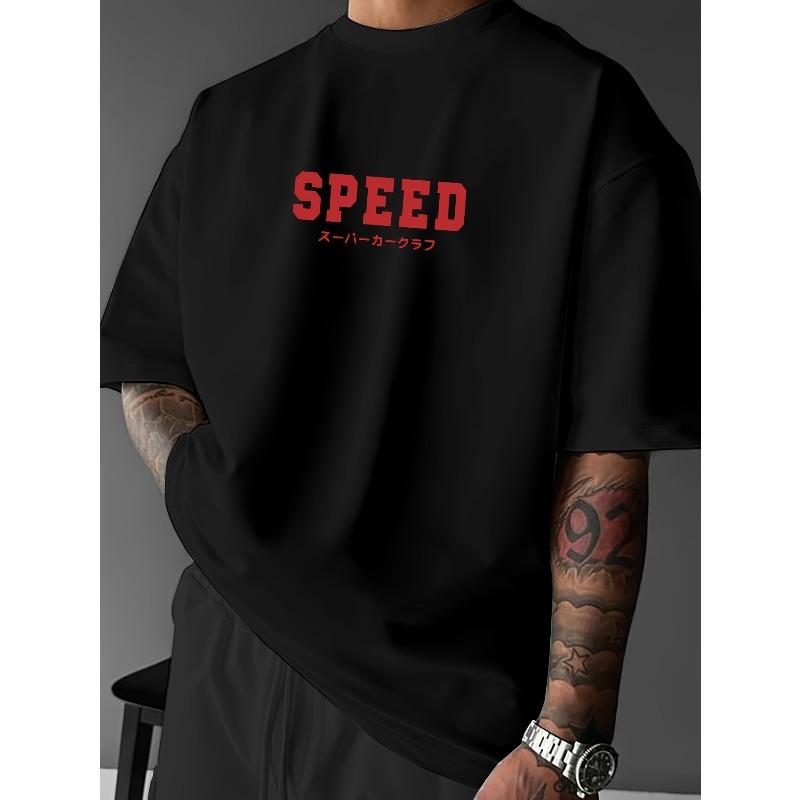 European Size Speed Racing Element T-Shirt, Youth Sports Tee, Summer Outdoor, Men's Summer Apparel, Slightly Dropped Shoulder Fit Crew Neck T-Shirt