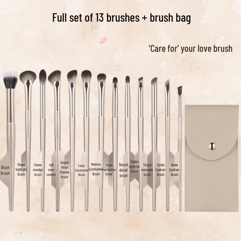 15-piece Makeup Brush Set: Eye, Stippling, Blush, Lip, Scythe-shaped, Eyeshadow, Nose Shadow, Full Setting Brushes