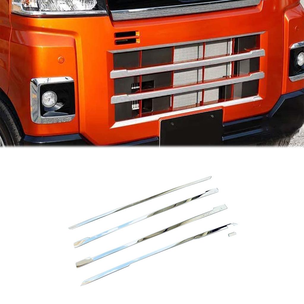 HyoLebi Stainless Steel Front Grille Guard Bumper Garnish for Daihatsu New Atrai S700 Hijet Cargo and Silver Set of 4 Series, X, RS, S700V, S710V,