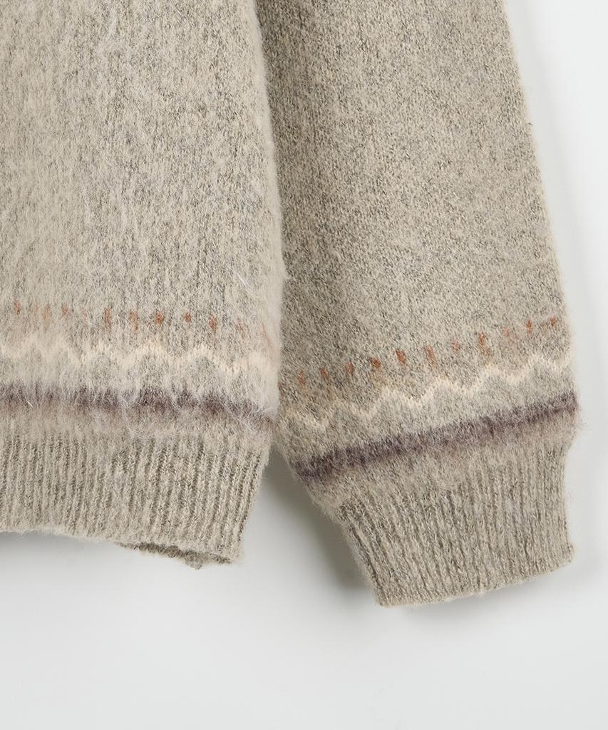 NODU Snow Nordic Snowflake Round Knit [Beige]