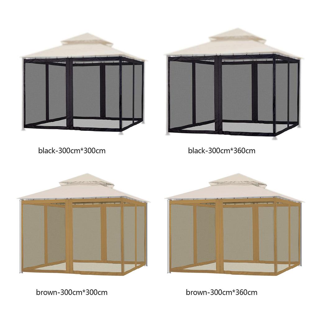 4-Door Pop Up Mosquito Net for Patio, 4 Sides Canopy Gazebo Net with 48 Hooks, Detachable Skirt, Tie Tape & 2-Way Zipper, Deterr