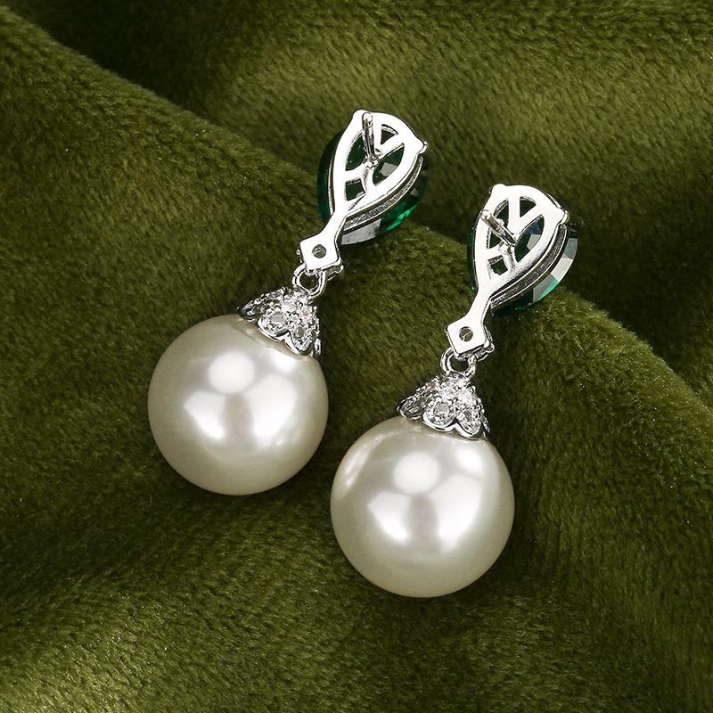 Jewelry Earrings S925 Silver Needle Pearl Ruby Light Luxury Women's Fashion