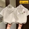Girls' Cotton Polo T-Shirt: New Cute KT Cat Design, Short-Sleeved, Summer Style for Babies To Older Kids