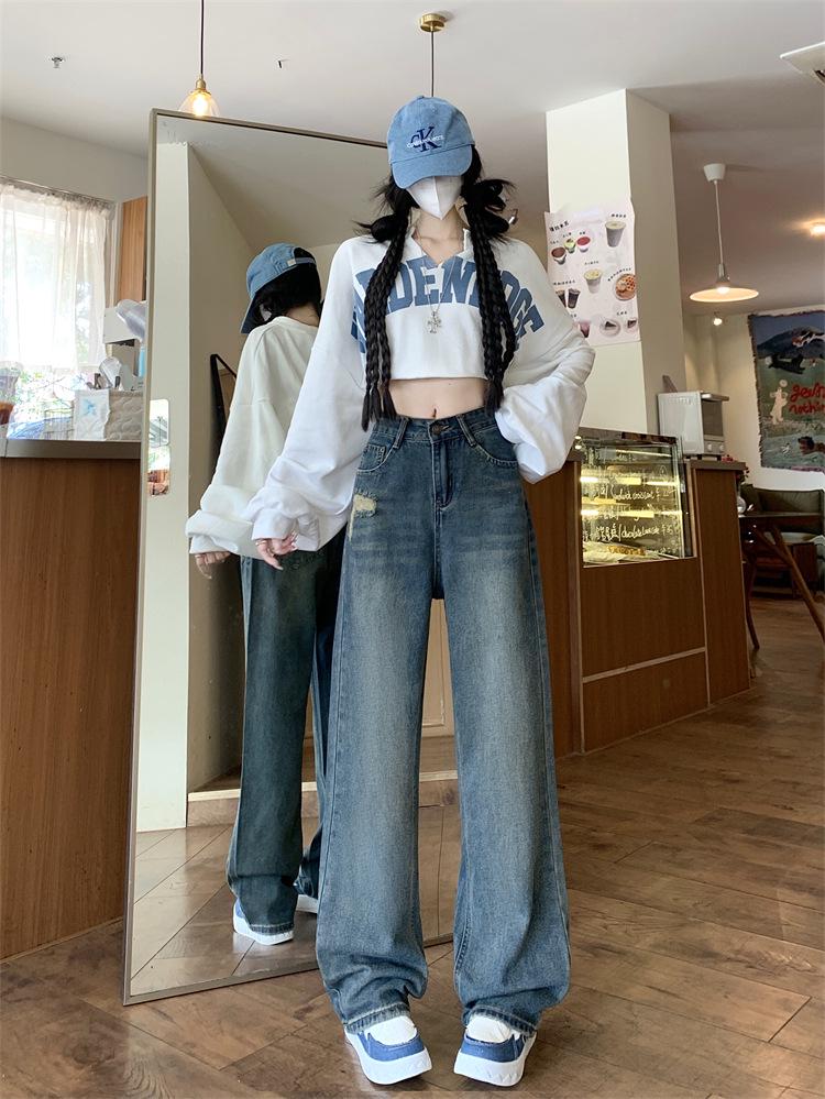 Women's High-Waisted Slimming Straight-Leg Jeans - Autumn/Winter 2025 Plus Size, Loose Wide-Leg Fit