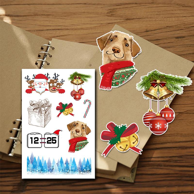 6 Sheets 2026 Christmas Stickers Santa Bells Gift Decorative Stickers Scrapbooking Journal Sticker
