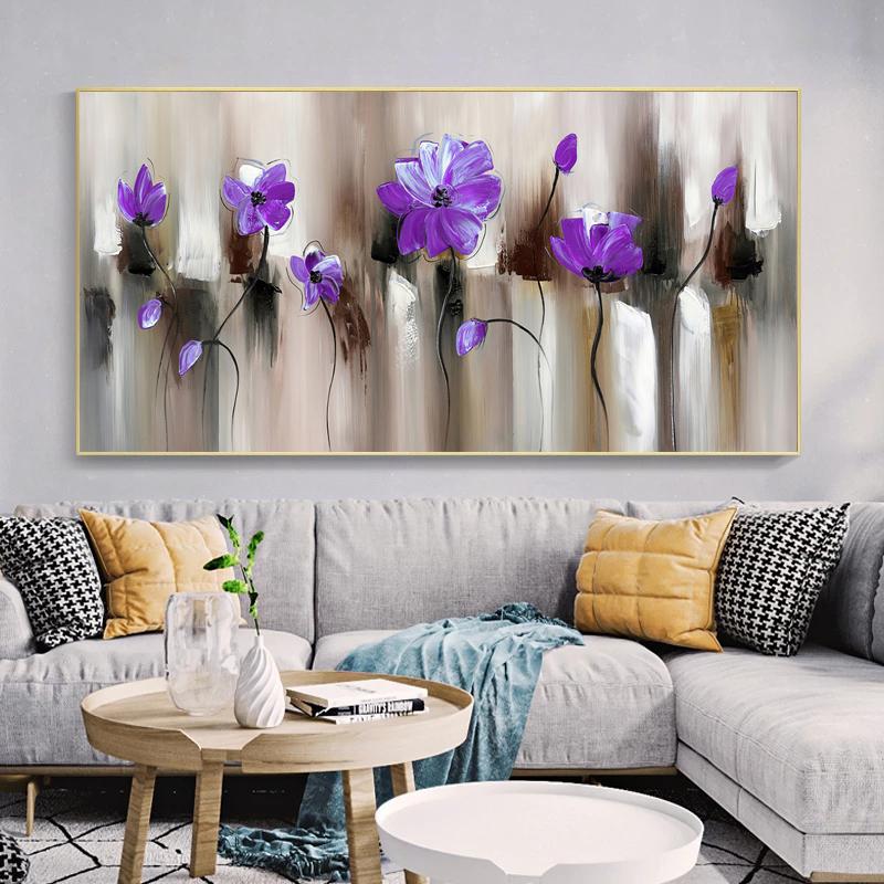 Golden Flower Abstract Home Decor Oil Painting Printed On Canvas Wall Art for Living Room Modern Posters Vintage Quadros Nordic