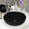 VidaXL Lavabo rond Céramique Noir 42 x 12 cm