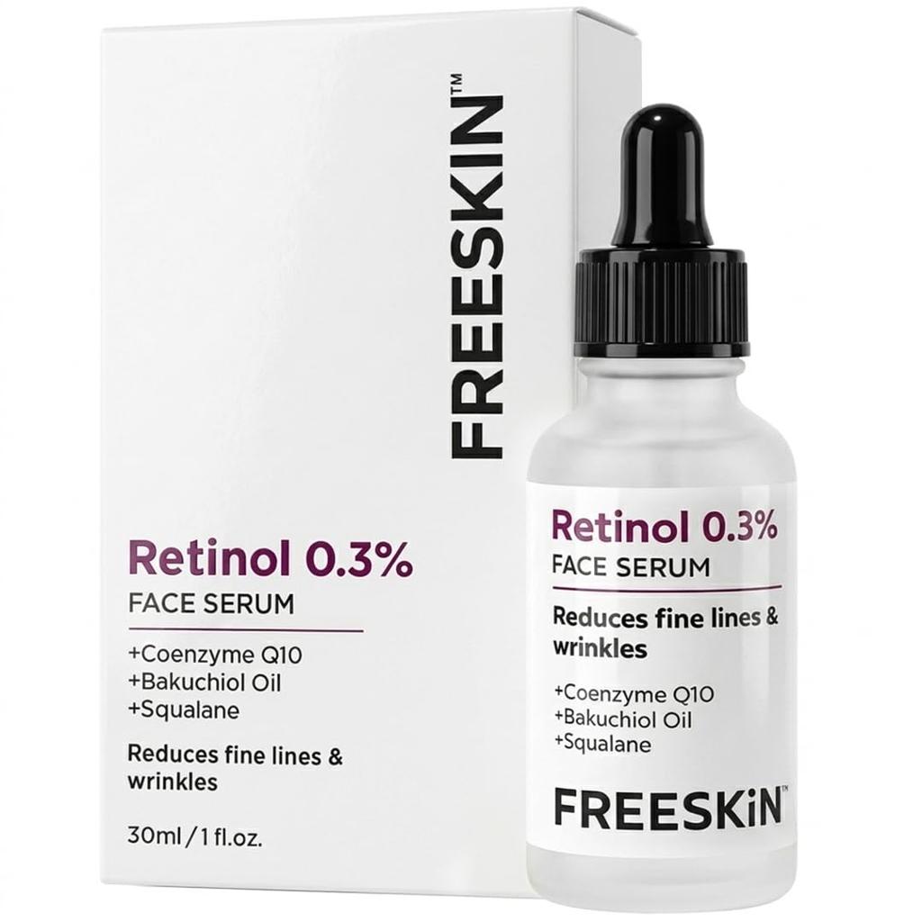 Freeskin 0.3% Retinol Face Serum for Anti-Aging | Reduces Fine Lines, Wrinkles & Dark Spots | Beginner-Friendly Retinol with Vitamin E | For All Sk