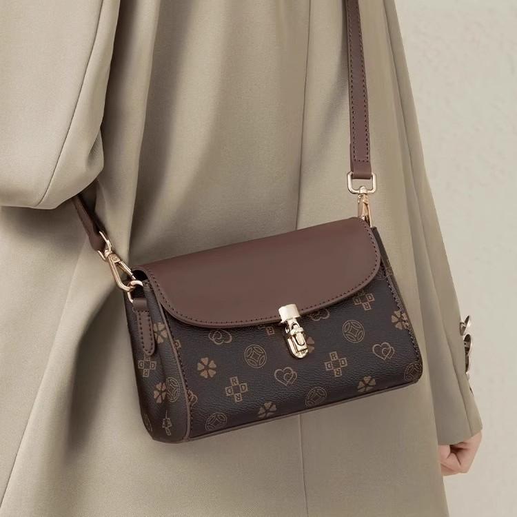 Versatile Single-shoulder Crossbody Women's Bag, Retro Printed Messenger Bag, Fashionable and Casual Small Square Bag for Women