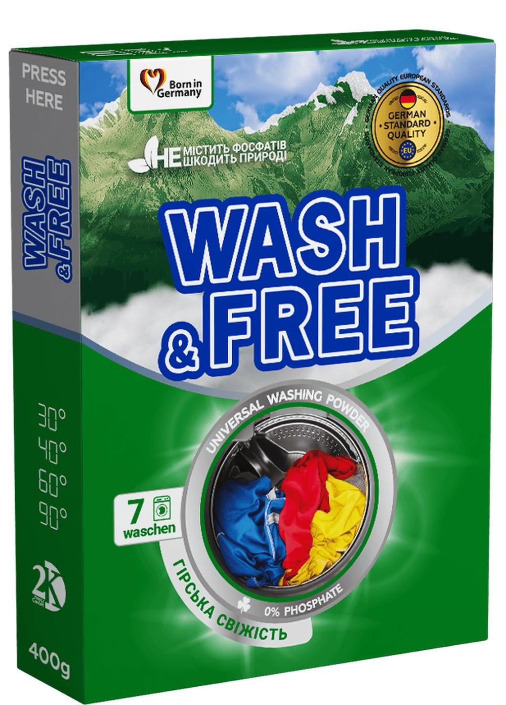 

Універсальний пральний порошок Wash&Free Гірська свіжість 400 g