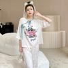 Women's pajamas new spring and summer ice silk comfortable and high-end new Chinese style loungewear set retro thin