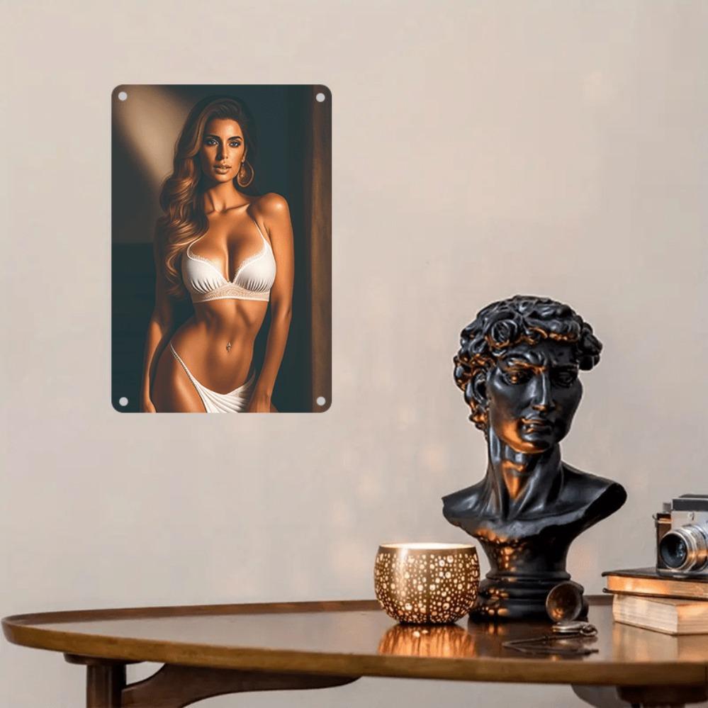 Hisun Tin Sign HD Metal Tin Sign Sexy Woman Lingerie Vintage Wall Decor Retro Metal Poster for Bar Pub Man Cave Bedroom Decoration X Inch