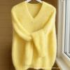 2026 Damen V-Ausschnitt Weicher Flauschiger Strickpullover Normale Passform Eleganter Lässiger Pullover In Mehreren Farben