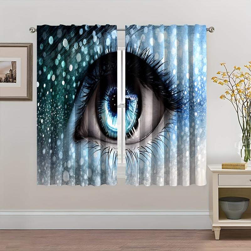 2 st Öga Kreativt Mönster Gardiner För Vardagsrum Sovrum 3D Digitaltryck Stångficka Gardin Heminredning Fönster cortina