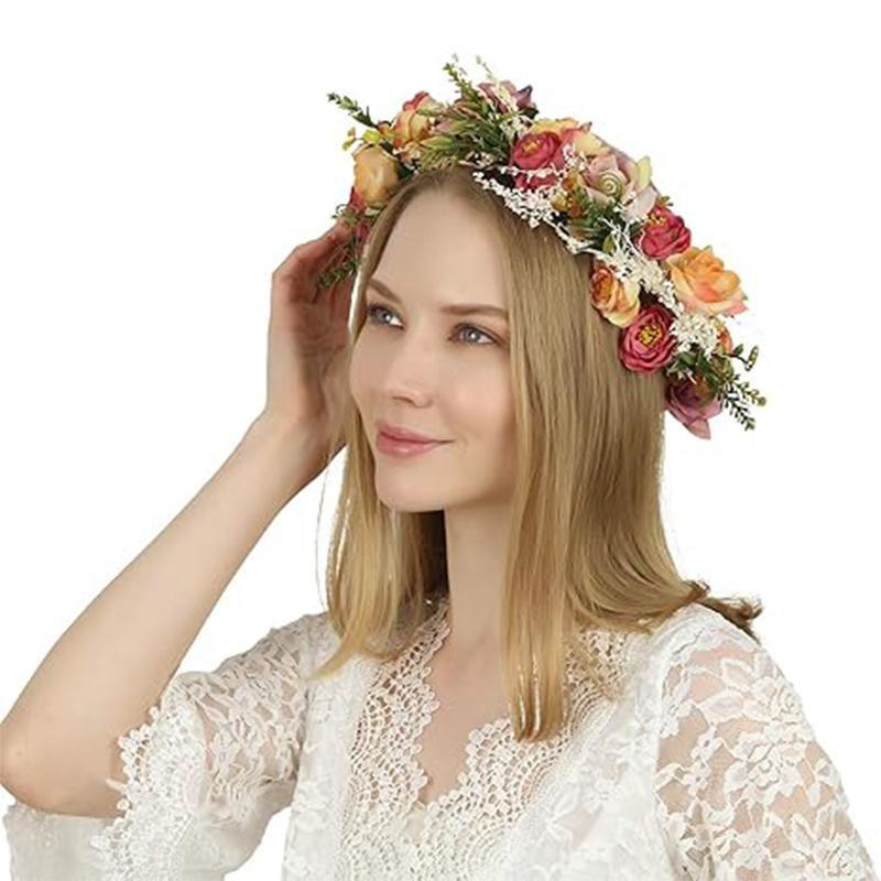 20cm Handgewebte Süße Windblumen Tanzaufführung Erwachsene Kinder Tragen Girlanden Stroh Braut Mädchen Kopfschmuck Accessoires