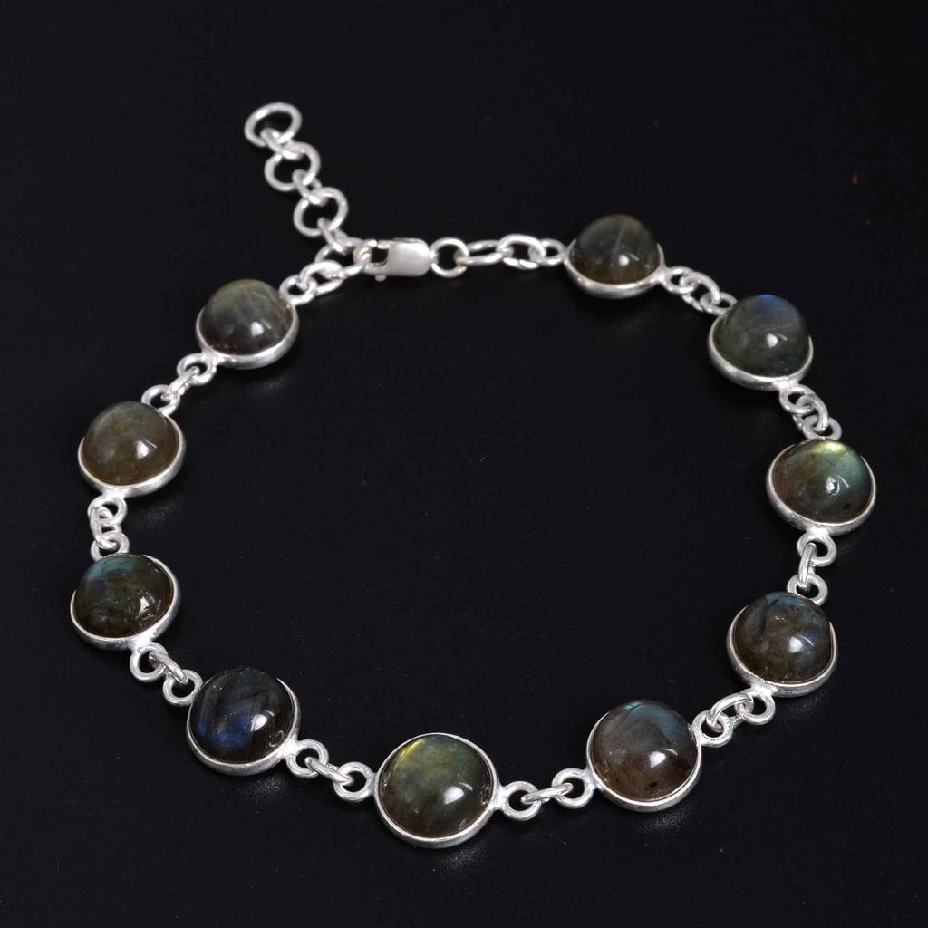 Labradorite 925 Sterling Silver Bracelet, Birthstone Bracelet Gift For Her Mom, Anniversary Gift