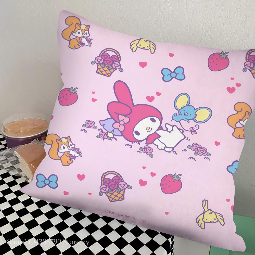 Cartoon My Melody Pillow Case Fashion Square Pillowcase Bedroom Sofa Room Ins Decoration Leisure Cushion Cover 40x40