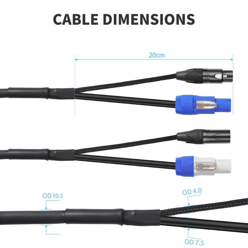 High Current Power Con XLR Cable Combination Cable for Stage Lights Delivering Both Electricity and Data