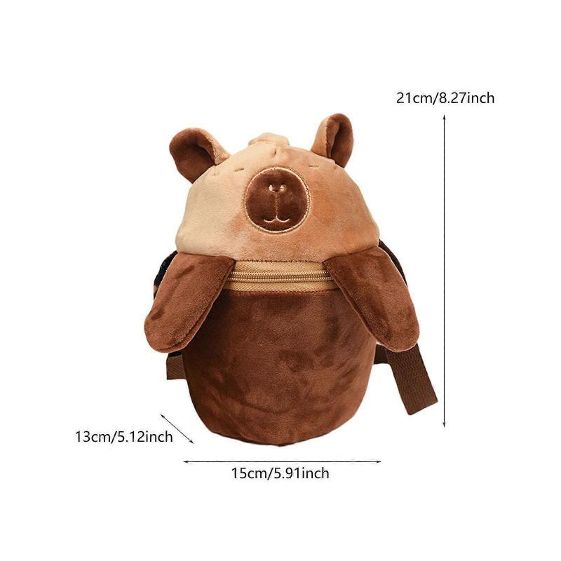 Plush Crossbody Bag Portable Soft Stuffed Doll Zipper Closure Shoulder Pack Capybara