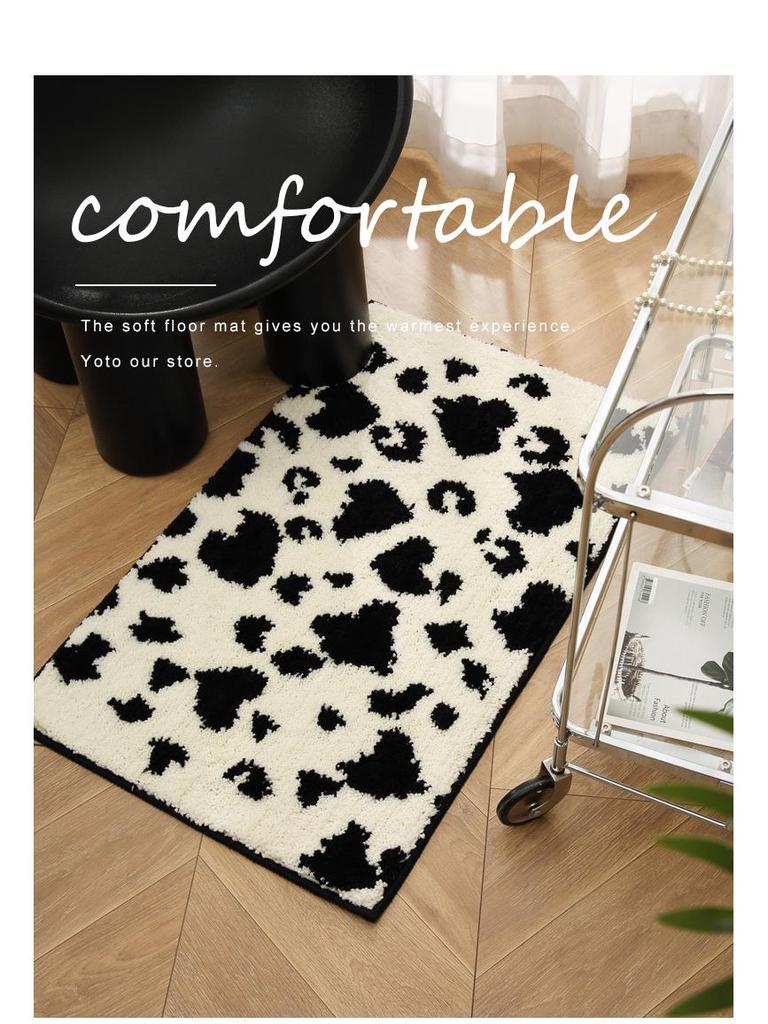 Non-Slip Water-Absorbent Flocked Bathroom Mat & Foot Pad for Entrance