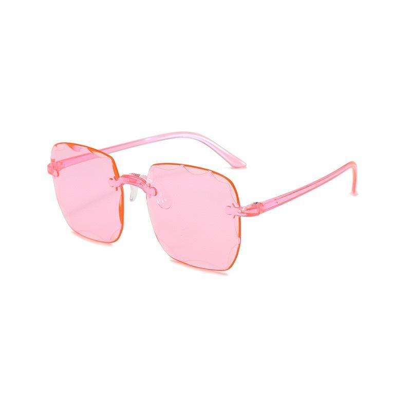 Frameless Sunglasses Fashion Trend Sunglasses Women S Big Face Thin Sunglasses Square Glasses розовый