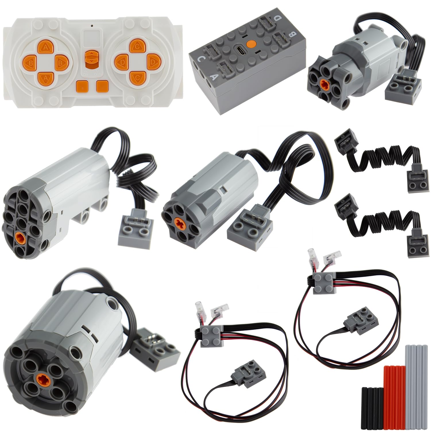 

TEESE 22 шт. Technic Electric Power Set с Bluetooth-пультом дистанционного управления, удлинителем, совместимым с Lego Technic Parts Box, кабелем,