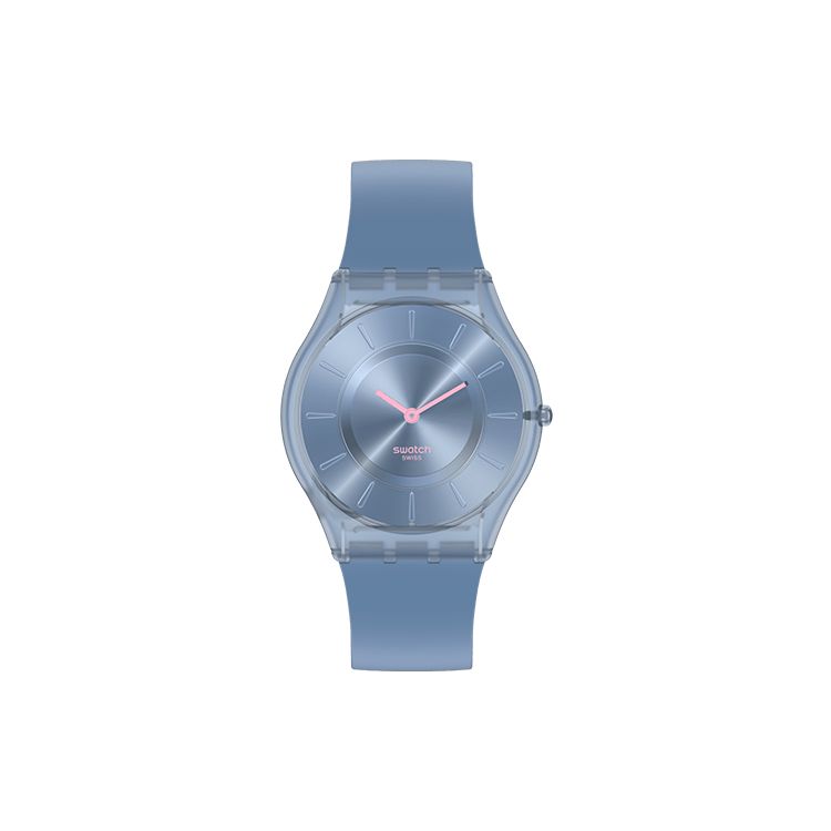 Swatch Monthly Drops Series Quartz Movement 30M Water Resistant Watch 34Mm Blue Dial Bio-Based Material Case Silicone Strap SS08N100-S14 Blue Dial